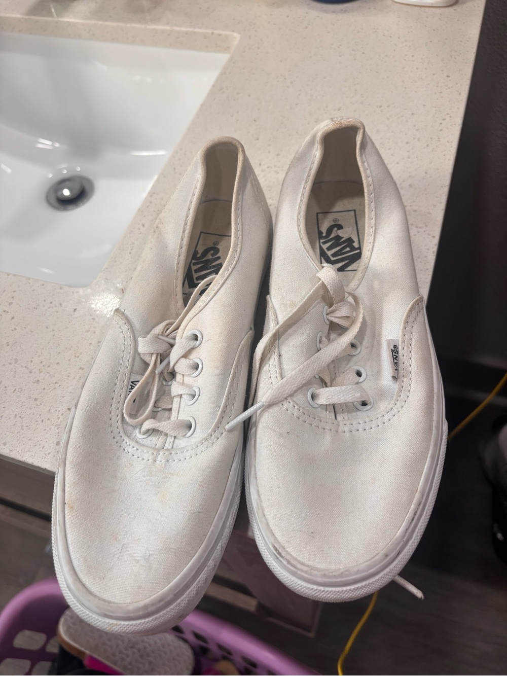Vans White Canvas Low-Top Sneakers